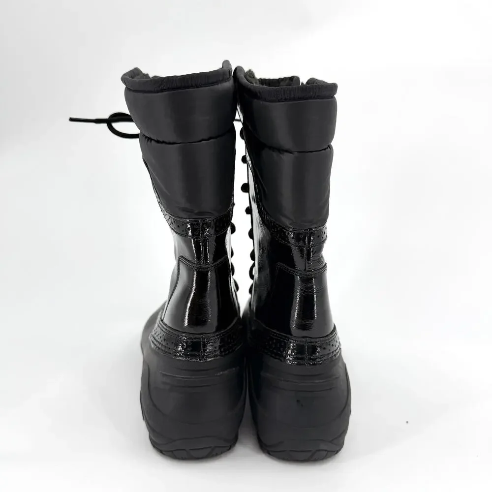 The North Face Black Patent Trim Waterproof Lace Up Snow Boots